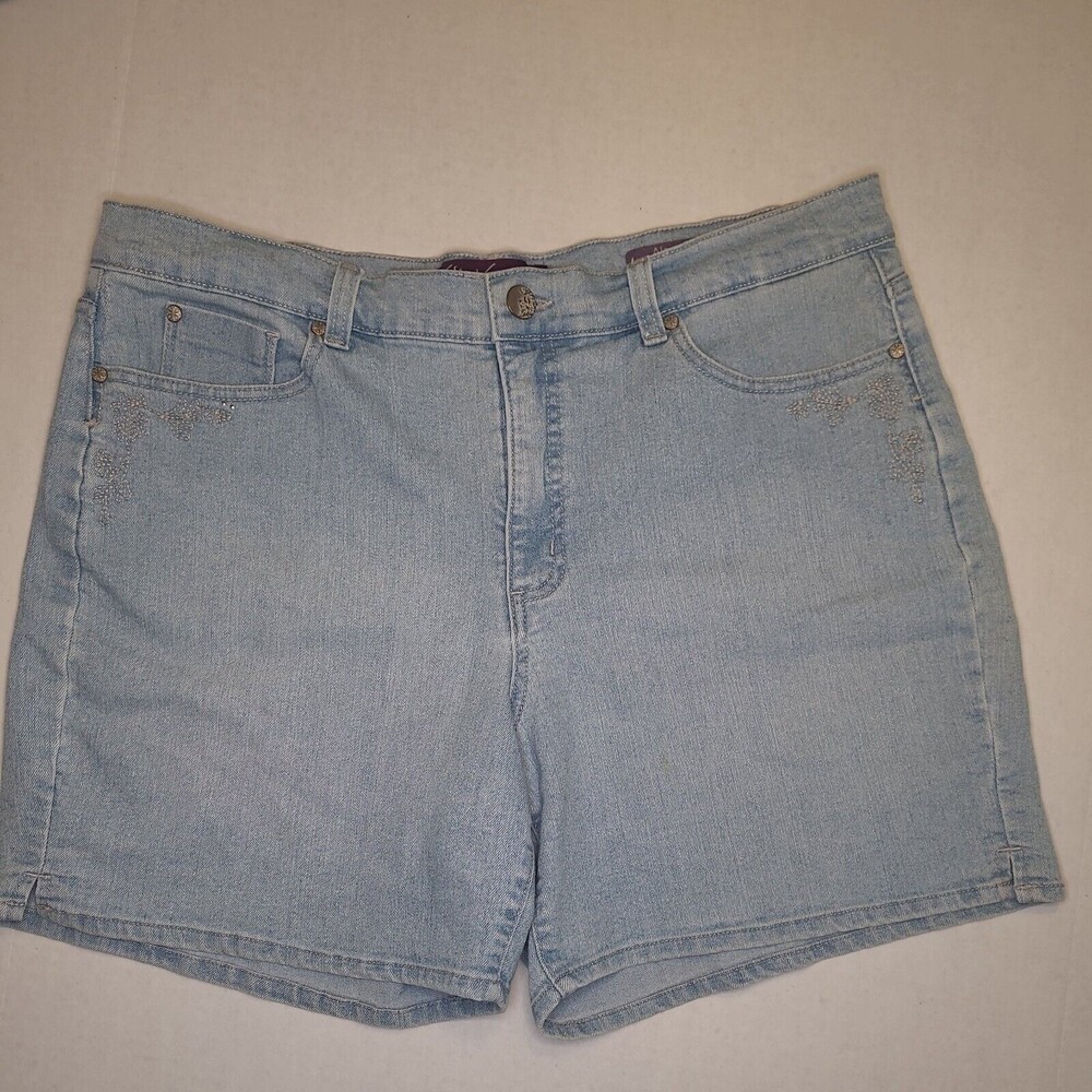 Gloria Vanderbilt Alana Denim Shorts High Rise "mom" Women 14 Light Blue